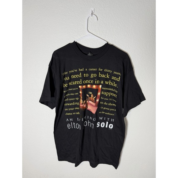 Poly Gram Other - 1999 Vintage Elton John An Evening With... Black Size L Tour T-Shirt Pop Music